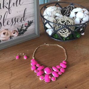 Pink necklace with matching earrings